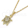 Collares con Dije 04.156.0149.20 Oro Laminado, Diseño de Tortuga, con Granate Zirconia Cubica and Blanca Micro Pave, Pulido, Tono Dorado (02 MM Thickness, 20 Inches Length)