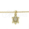 Collares con Dije 04.156.0149.20 Oro Laminado, Diseño de Tortuga, con Granate Zirconia Cubica and Blanca Micro Pave, Pulido, Tono Dorado (02 MM Thickness, 20 Inches Length)