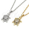 Collares con Dije 04.156.0149.20 Oro Laminado, Diseño de Tortuga, con Granate Zirconia Cubica and Blanca Micro Pave, Pulido, Tono Dorado (02 MM Thickness, 20 Inches Length)