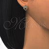 Arete Dormilona 02.156.0294 Oro Laminado, Diseño de Búho, con Granate and Blanca Zirconia Cubica, Pulido, Tono Dorado