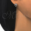 Arete Dormilona 02.156.0294.1 Rodio Laminado, Diseño de Búho, con Zirconia Cubica Granate y Blanca, Pulido, Rodinado