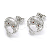 Arete Dormilona 02.156.0294.1 Rodio Laminado, Diseño de Búho, con Zirconia Cubica Granate y Blanca, Pulido, Rodinado
