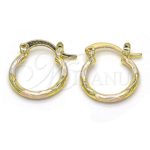 Argolla Pequeña 02.96.0080.2.15 Oro Laminado, Diamantado, Tres Tonos