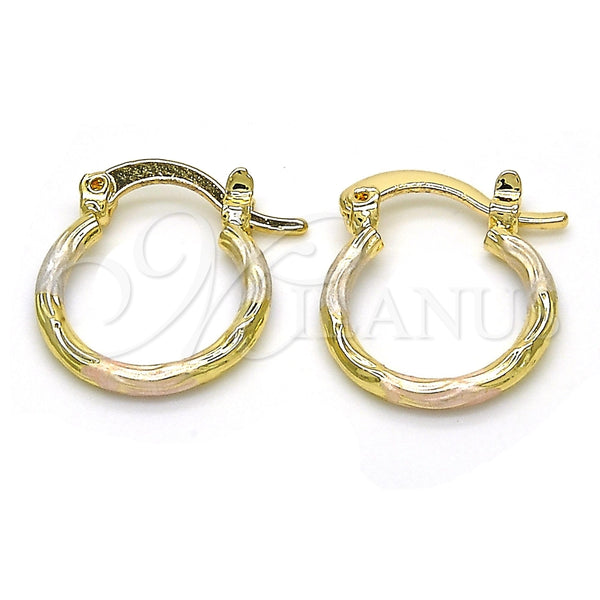 Argolla Pequeña 02.96.0080.2.15 Oro Laminado, Diamantado, Tres Tonos