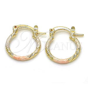 Argolla Pequeña 02.96.0084.2.15 Oro Laminado, Diamantado, Tres Tonos