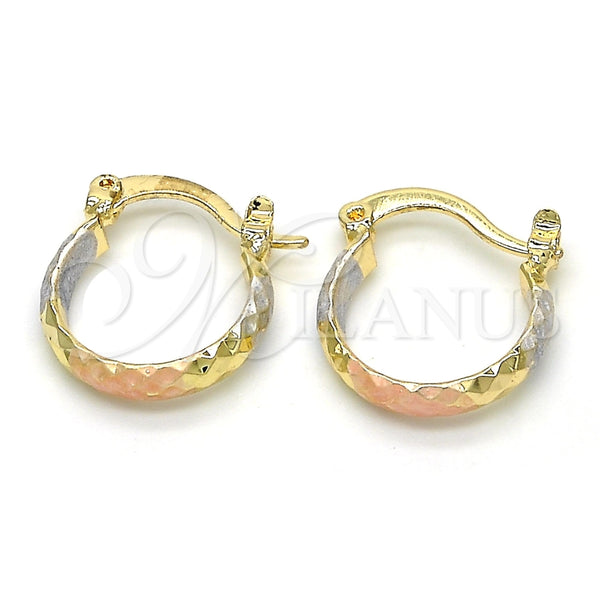 Argolla Pequeña 02.96.0086.2.15 Oro Laminado, Diamantado, Tres Tonos