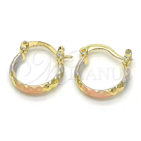 Argolla Pequeña 02.96.0086.2.15 Oro Laminado, Diamantado, Tres Tonos