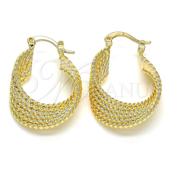 Argolla Pequeña 02.170.0239.20 Oro Laminado, Diseño de Torcido, Pulido, Tono Dorado