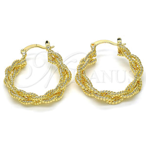 Argolla Mediana 02.170.0241.30 Oro Laminado, Diseño de Torcido, Pulido, Tono Dorado