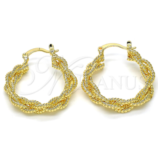 Argolla Mediana 02.170.0241.30 Oro Laminado, Diseño de Torcido, Pulido, Tono Dorado