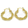 Argolla Mediana 02.170.0241.30 Oro Laminado, Diseño de Torcido, Pulido, Tono Dorado