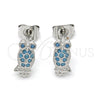 Arete Dormilona 02.313.0002.1 Rodio Laminado, Diseño de Búho, con Turquoise Zirconia Cubica, Pulido, Rodinado
