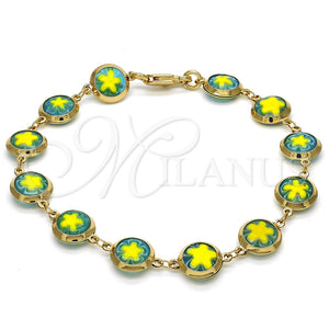 Pulsera Elegante 03.169.0003.08 Oro Laminado, Diseño de Flor, Pulido, Tono Dorado (10 MM Thickness, 8 Inches Length)