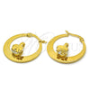 Argolla Pequeña 02.244.0010.25 Acero Inoxidable, Diseño de Elefante, con Blanca Zirconia Cubica, Pulido, Tono Dorado