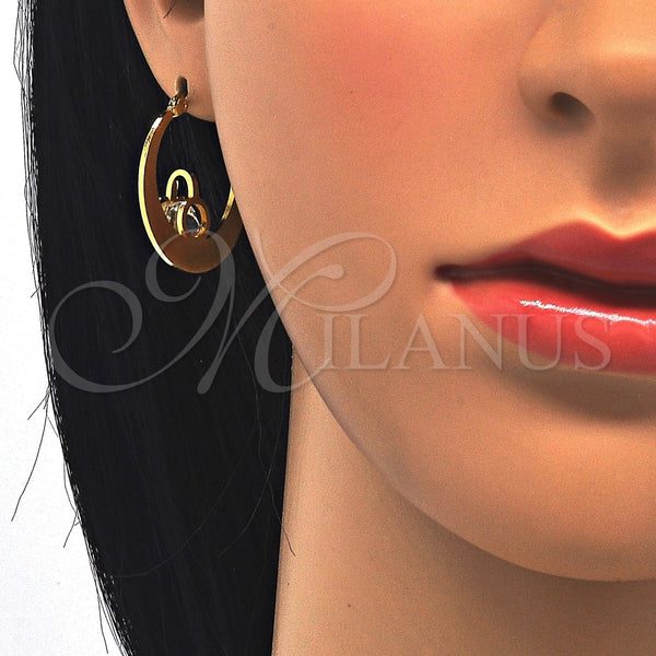 Argolla Pequeña 02.244.0011.25 Acero Inoxidable, Diseño de Niñito Pequeño y Niñita Pequeña, con Blanca Zirconia Cubica, Pulido, Tono Dorado