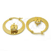Argolla Pequeña 02.244.0011.25 Acero Inoxidable, Diseño de Niñito Pequeño y Niñita Pequeña, con Blanca Zirconia Cubica, Pulido, Tono Dorado