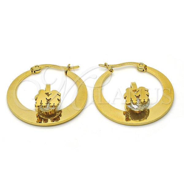 Argolla Pequeña 02.244.0011.25 Acero Inoxidable, Diseño de Niñito Pequeño y Niñita Pequeña, con Blanca Zirconia Cubica, Pulido, Tono Dorado