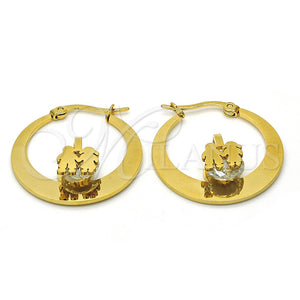 Argolla Pequeña 02.244.0011.25 Acero Inoxidable, Diseño de Niñito Pequeño y Niñita Pequeña, con Blanca Zirconia Cubica, Pulido, Tono Dorado