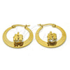 Argolla Pequeña 02.244.0011.25 Acero Inoxidable, Diseño de Niñito Pequeño y Niñita Pequeña, con Blanca Zirconia Cubica, Pulido, Tono Dorado