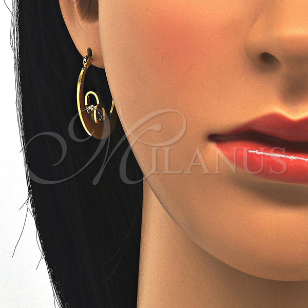 Argolla Pequeña 02.244.0012.25 Acero Inoxidable, con Blanca Zirconia Cubica, Pulido, Tono Dorado