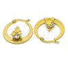 Argolla Pequeña 02.244.0013.25 Acero Inoxidable, Diseño de Estrella, con Blanca Zirconia Cubica, Pulido, Tono Dorado