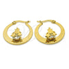 Argolla Pequeña 02.244.0013.25 Acero Inoxidable, Diseño de Estrella, con Blanca Zirconia Cubica, Pulido, Tono Dorado