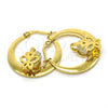 Argolla Pequeña 02.244.0014.25 Acero Inoxidable, Diseño de Mariposa, con Blanca Zirconia Cubica, Pulido, Tono Dorado