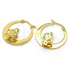 Argolla Pequeña 02.244.0014.25 Acero Inoxidable, Diseño de Mariposa, con Blanca Zirconia Cubica, Pulido, Tono Dorado