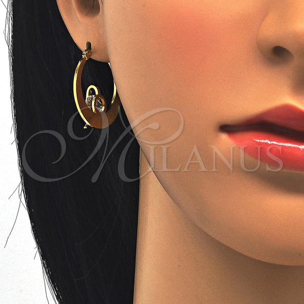 Argolla Pequeña 02.244.0015.25 Acero Inoxidable, Diseño de Libélula, con Blanca Zirconia Cubica, Pulido, Tono Dorado