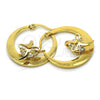 Argolla Pequeña 02.244.0015.25 Acero Inoxidable, Diseño de Libélula, con Blanca Zirconia Cubica, Pulido, Tono Dorado