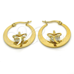 Argolla Pequeña 02.244.0015.25 Acero Inoxidable, Diseño de Libélula, con Blanca Zirconia Cubica, Pulido, Tono Dorado