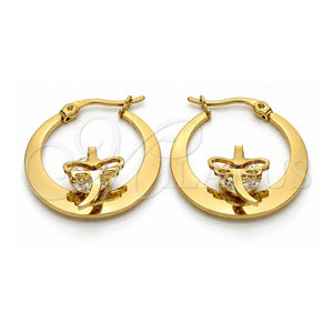 Argolla Pequeña 02.244.0015.25 Acero Inoxidable, Diseño de Libélula, con Zirconia Cubica Blanca, Pulido, Tono Dorado