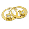 Argolla Pequeña 02.244.0016.25 Acero Inoxidable, Diseño de Corazón, con Blanca Zirconia Cubica, Pulido, Tono Dorado