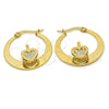 Argolla Pequeña 02.244.0016.25 Acero Inoxidable, Diseño de Corazón, con Blanca Zirconia Cubica, Pulido, Tono Dorado