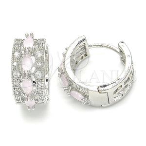 Argolla Huggie 02.210.0086.12.15 Rodio Laminado, con Zirconia Cubica Rosado y Blanca, Pulido, Rodinado