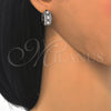 Argolla Huggie 02.210.0091.12.15 Rodio Laminado, con Zirconia Cubica Rosado y Blanca, Pulido, Rodinado