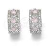 Argolla Huggie 02.210.0091.12.15 Rodio Laminado, con Zirconia Cubica Rosado y Blanca, Pulido, Rodinado
