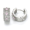 Argolla Huggie 02.210.0091.12.15 Rodio Laminado, con Zirconia Cubica Rosado y Blanca, Pulido, Rodinado