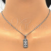 Juego de Arete y Dije de Adulto 10.210.0062.7 Rodio Laminado, Diseño de Flor, con Zirconia Cubica Blanca, Pulido, Rodinado