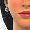 Juego de Arete y Dije de Adulto 10.210.0062.7 Rodio Laminado, Diseño de Flor, con Zirconia Cubica Blanca, Pulido, Rodinado