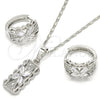 Juego de Arete y Dije de Adulto 10.210.0062.7 Rodio Laminado, Diseño de Flor, con Zirconia Cubica Blanca, Pulido, Rodinado
