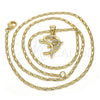 Collares con Dije 04.156.0152.20 Oro Laminado, Diseño de Delfín, con Blanca Zirconia Cubica, Pulido, Tono Dorado (02 MM Thickness, 20 Inches Length)