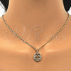 Collares con Dije 04.156.0154.20 Oro Laminado, Diseño de Delfín, con Blanca Zirconia Cubica, Pulido, Tono Dorado (02 MM Thickness, 20 Inches Length)