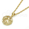 Collares con Dije 04.156.0154.20 Oro Laminado, Diseño de Delfín, con Blanca Zirconia Cubica, Pulido, Tono Dorado (02 MM Thickness, 20 Inches Length)