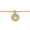 Collares con Dije 04.156.0154.20 Oro Laminado, Diseño de Delfín, con Blanca Zirconia Cubica, Pulido, Tono Dorado (02 MM Thickness, 20 Inches Length)