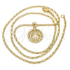 Collares con Dije 04.156.0154.20 Oro Laminado, Diseño de Delfín, con Blanca Zirconia Cubica, Pulido, Tono Dorado (02 MM Thickness, 20 Inches Length)