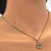 Collares con Dije 04.156.0155.20 Oro Laminado, Diseño de Delfín, con Blanca Zirconia Cubica, Pulido, Tono Dorado (02 MM Thickness, 20 Inches Length)