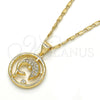 Collares con Dije 04.156.0155.20 Oro Laminado, Diseño de Delfín, con Blanca Zirconia Cubica, Pulido, Tono Dorado (02 MM Thickness, 20 Inches Length)