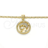 Collares con Dije 04.156.0155.20 Oro Laminado, Diseño de Delfín, con Blanca Zirconia Cubica, Pulido, Tono Dorado (02 MM Thickness, 20 Inches Length)