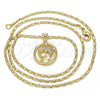 Collares con Dije 04.156.0155.20 Oro Laminado, Diseño de Delfín, con Blanca Zirconia Cubica, Pulido, Tono Dorado (02 MM Thickness, 20 Inches Length)